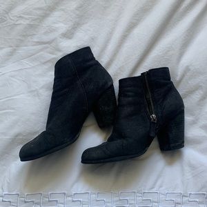 Suede black bootie heels